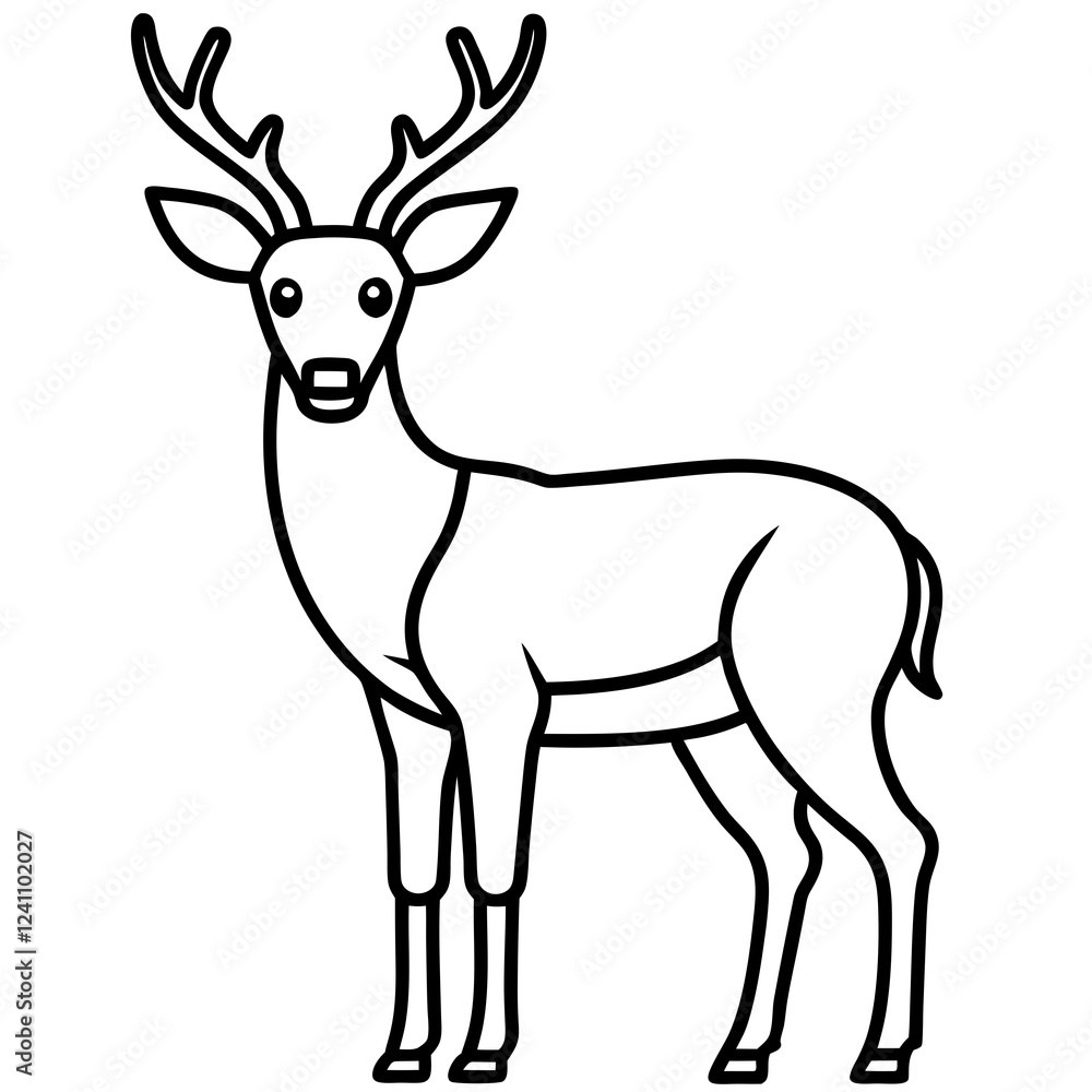 Obraz premium Elegant One-Line Deer Illustration Vector