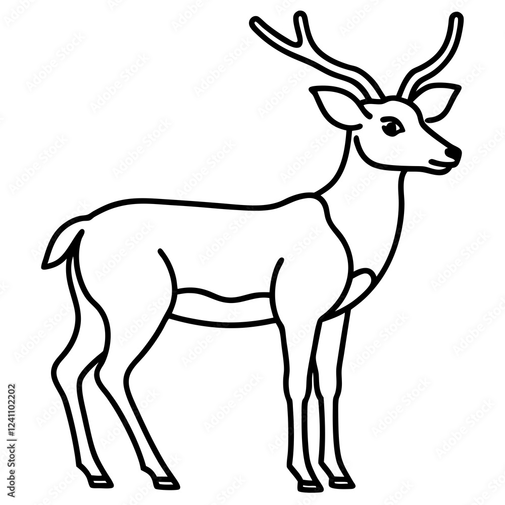 Elegant One-Line Deer Illustration Vector Elegant One-Line Deer Illustration Vector