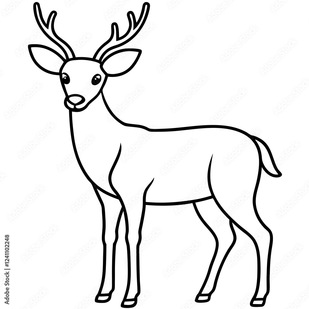 Fototapeta premium Elegant One-Line Deer Illustration Vector