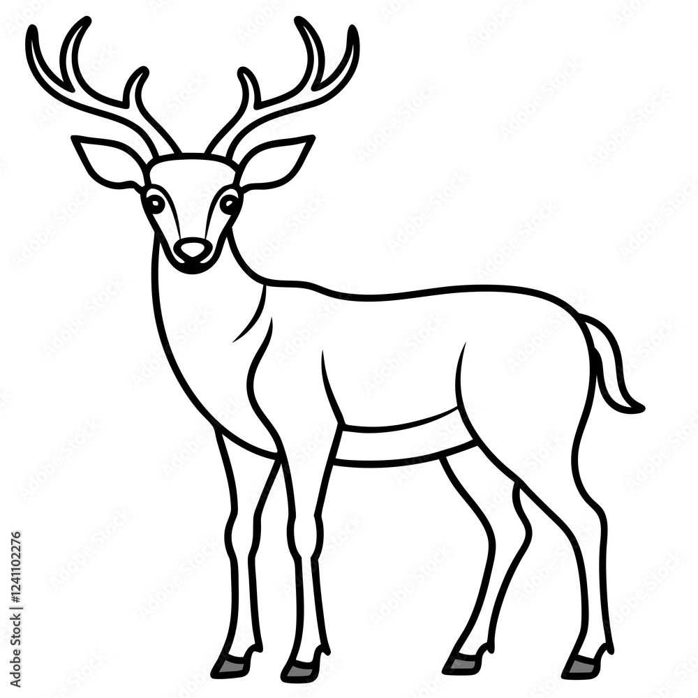 Elegant One-Line Deer Illustration Vector Elegant One-Line Deer Illustration Vector