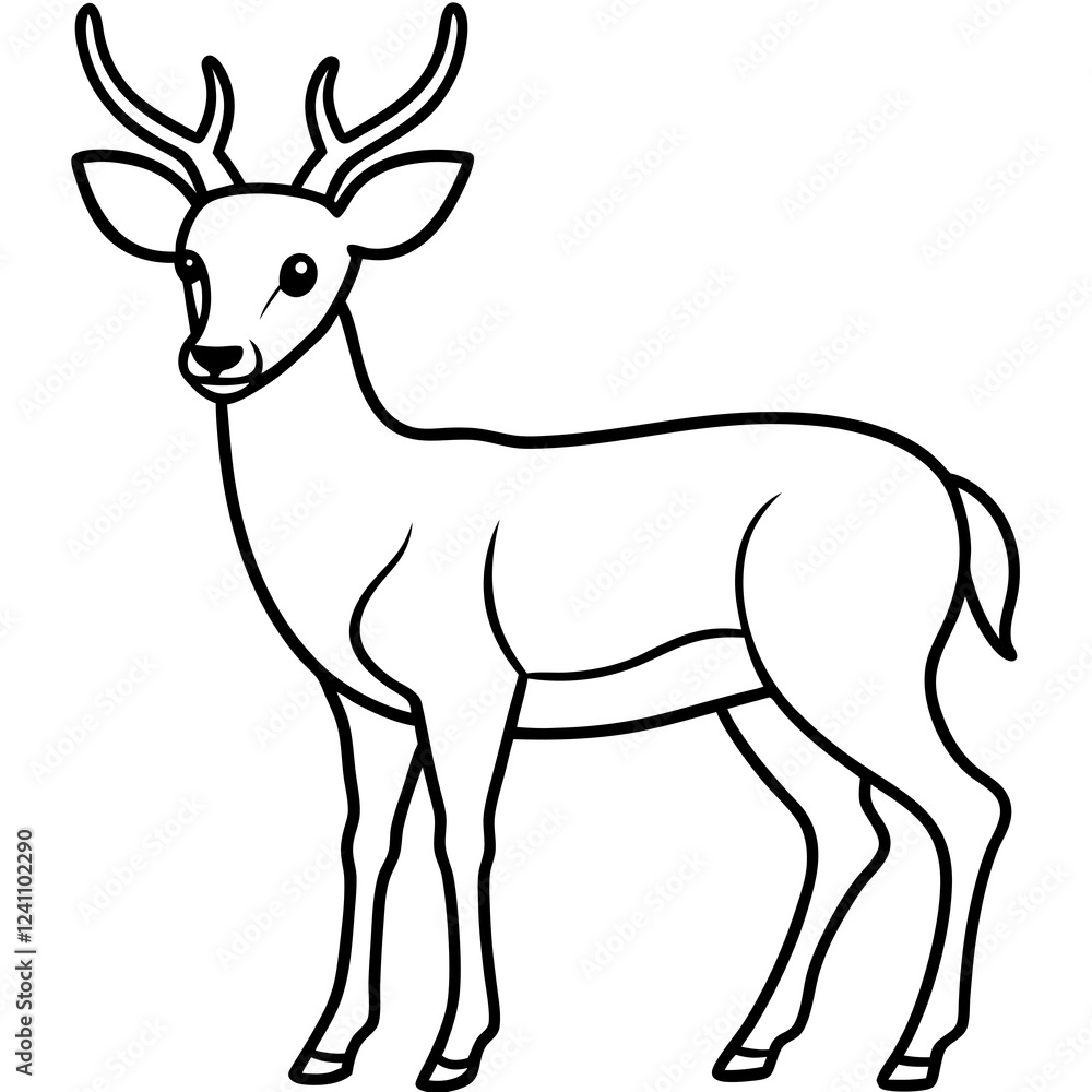 Elegant One-Line Deer Illustration Vector Elegant One-Line Deer Illustration Vector