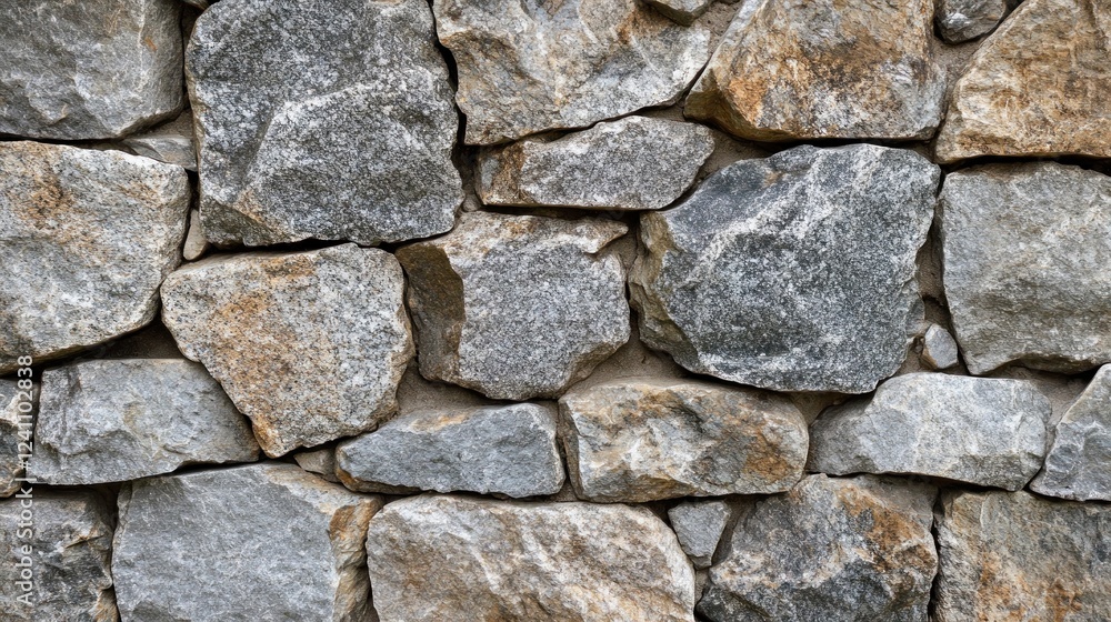 Close up of a textured stone wall featuring a rugged granite pattern with varied shapes Close up of a textured stone wall featuring a rugged granite pattern with varied shapes