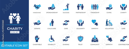 Charity Icon Set - Vector Illustration