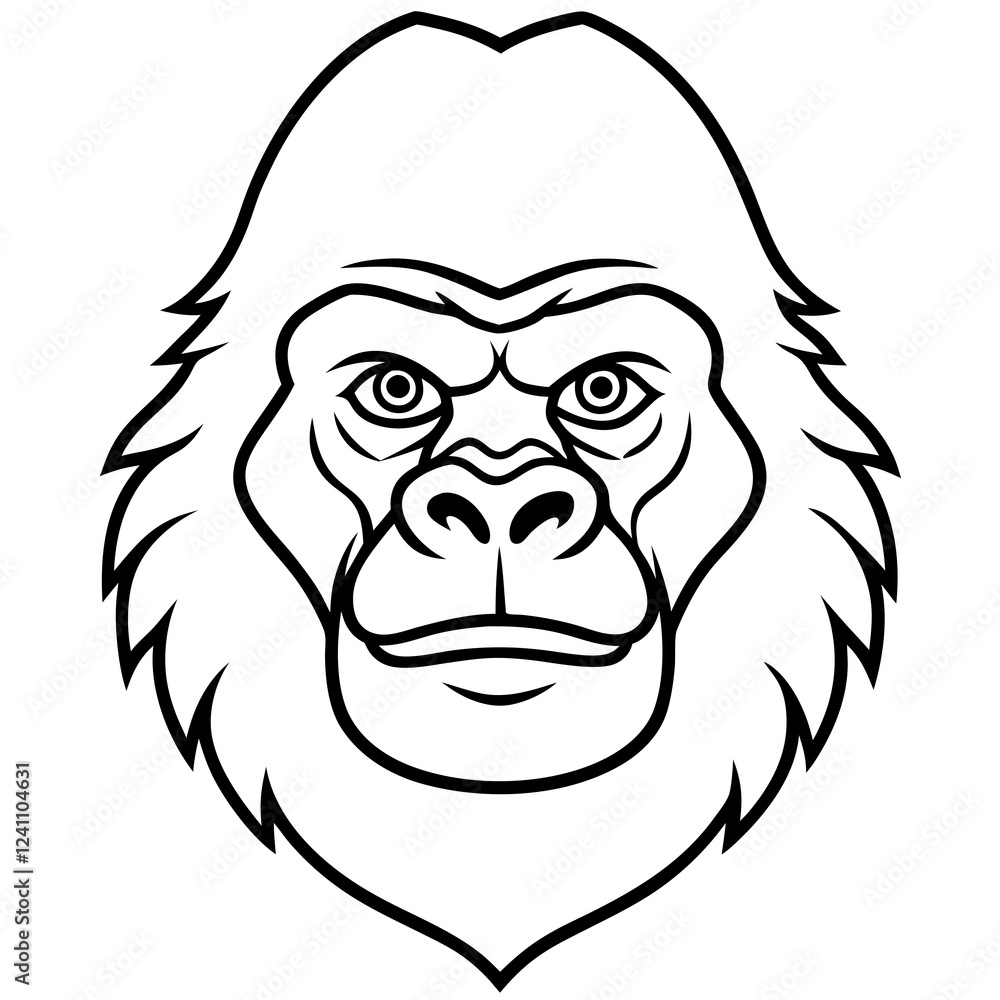 Fototapeta premium Gorilla Face in Single Stroke Vector Art