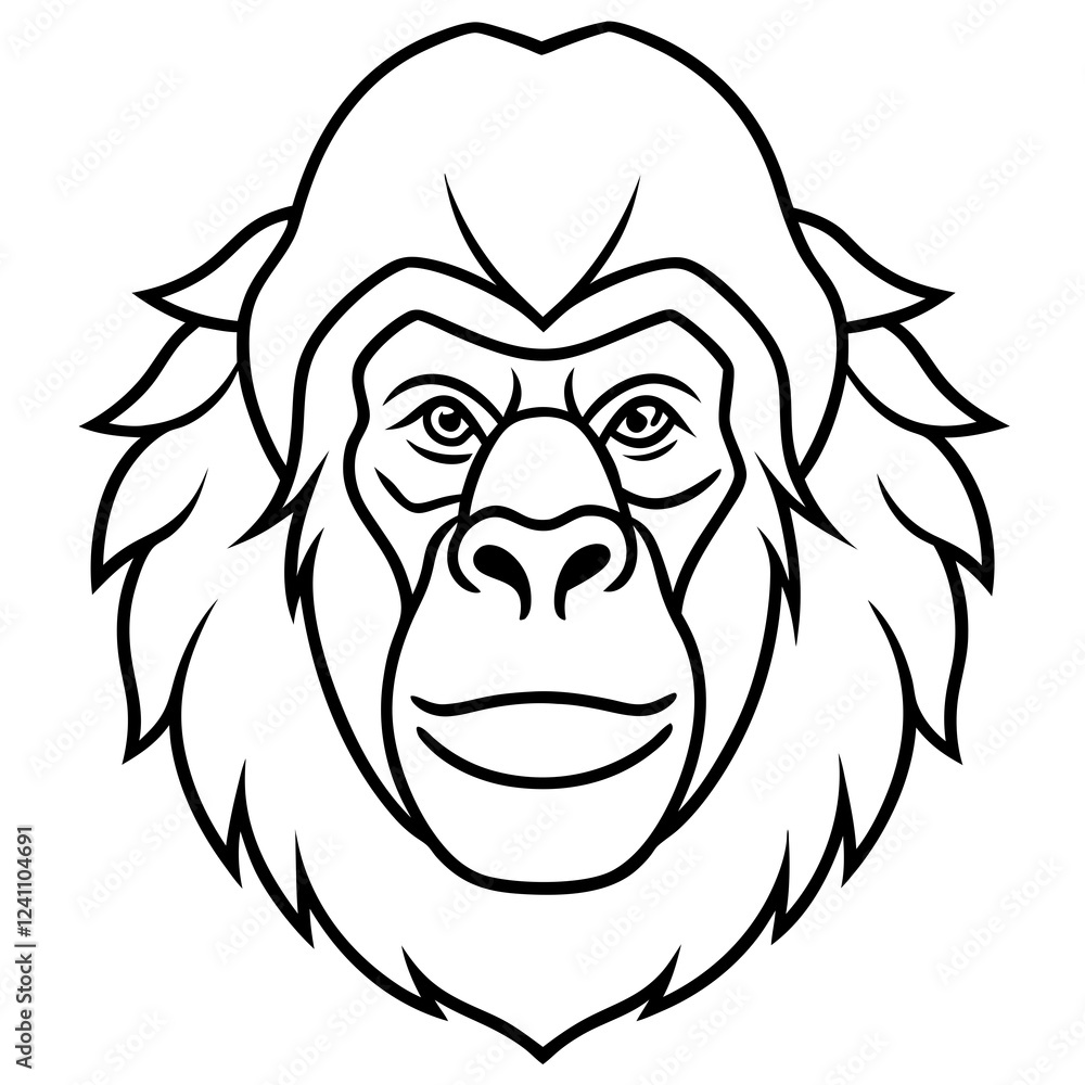 Gorilla Face in Single Stroke Vector Art Gorilla Face in Single Stroke Vector Art