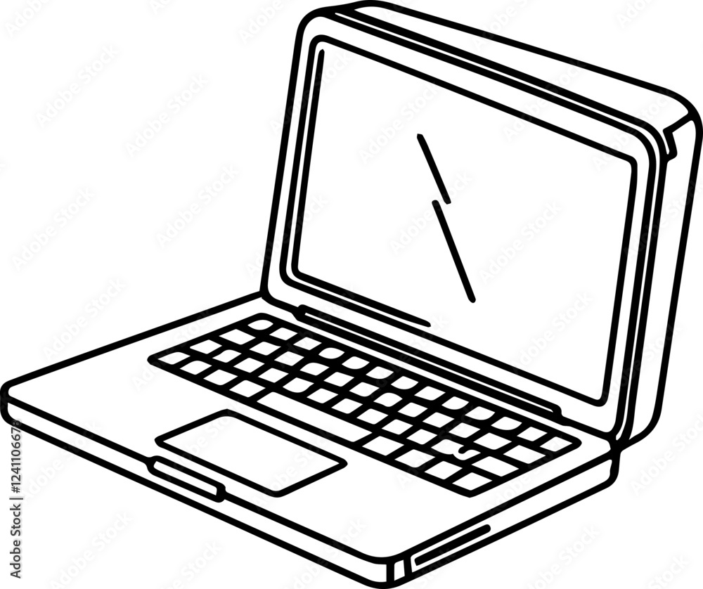 Illustrasi laptop, computer, notebook hitam putih dengan gaya gambar tangan Illustrasi laptop, computer, notebook hitam putih dengan gaya gambar tangan