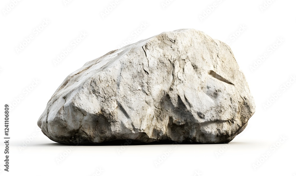 Large grey rock isolated on white background; nature, texture, geology, design element Large grey rock isolated on white background; nature, texture, geology, design element