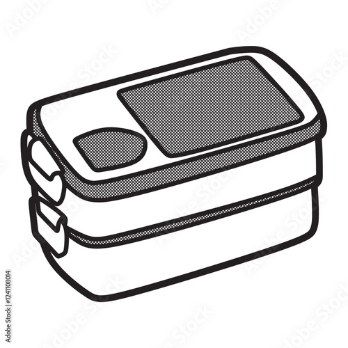 stacked lunch boxes black and white simple line art