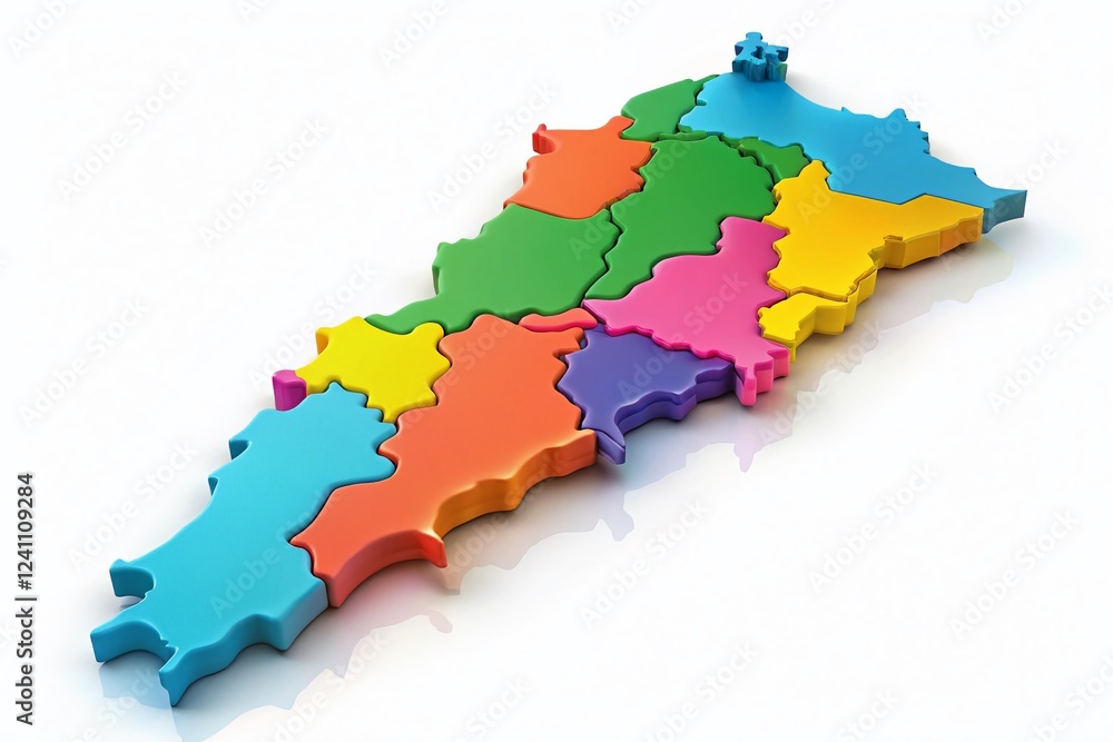 Fototapeta premium Lebanon Political Map, Isolated Geographic Location, Middle East Country, Detailed Cartographic Illustration
