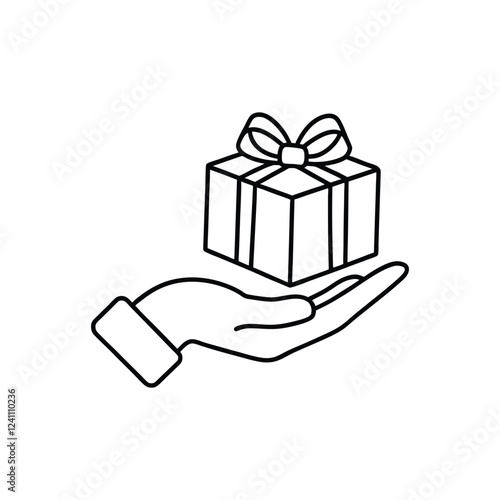 A gift box on the human hand