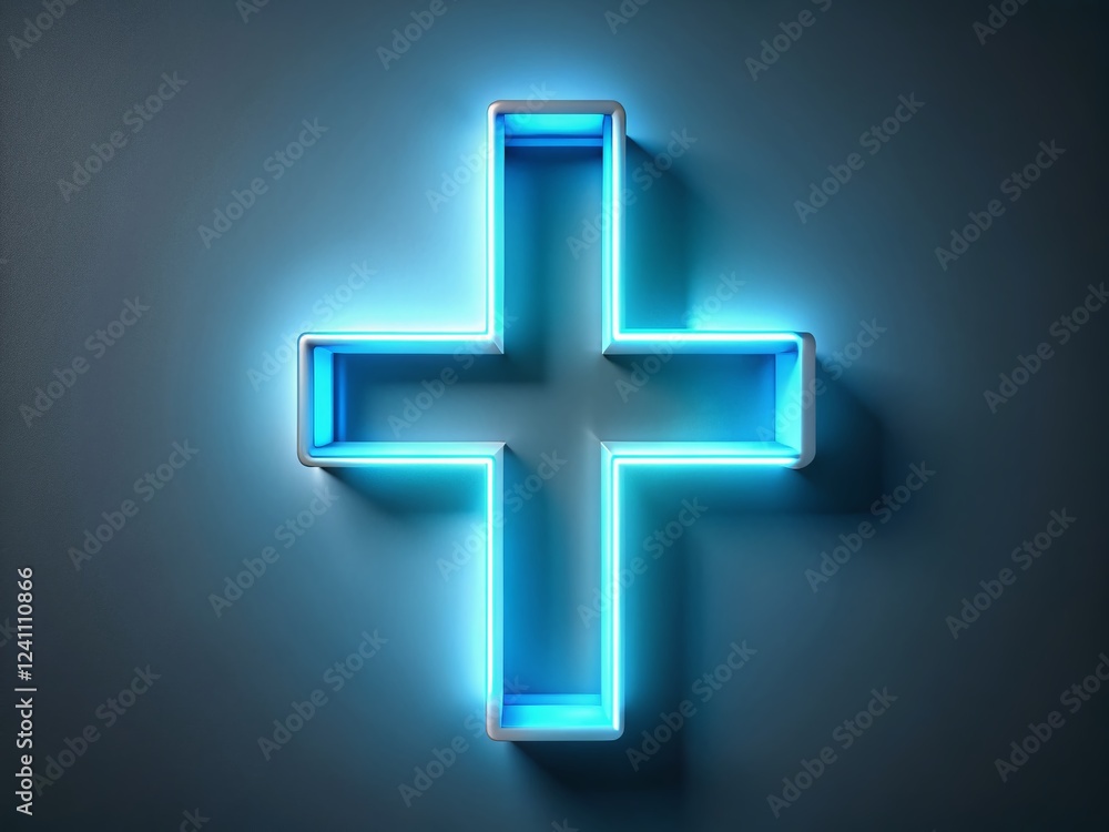 Fototapeta premium Long Exposure Blue Veterinary Cross Symbol on Gray Background - Stock Photo