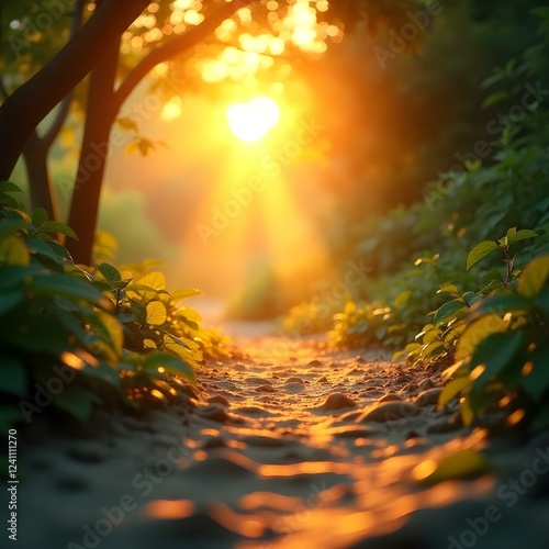 sunset in the forest