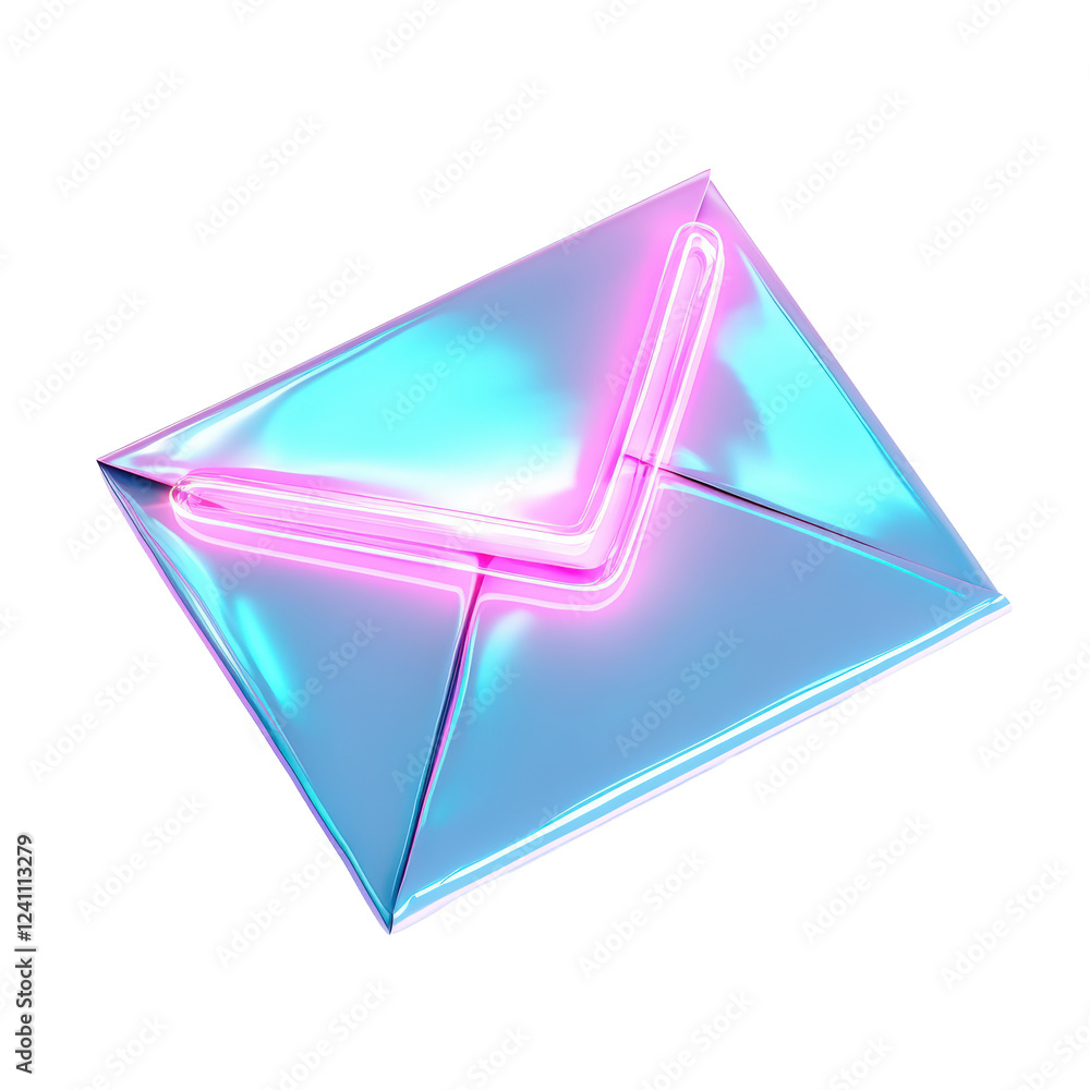 Isolated Holographic Email Icon in Shimmering Colors Isolated Holographic Email Icon in Shimmering Colors