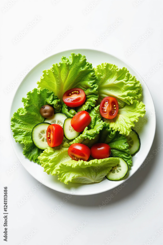Fresh and Colorful Salad with Crisp Lettuce, Cherry Tomatoes, and Cucumber Slices on a Ceramic Plate Healthy Vegan Meal with Natural Lighting, Perfect for a Nutritious Diet and Food Photography Inspir Fresh and Colorful Salad with Crisp Lettuce, Cherry Tomatoes, and Cucumber Slices on a Ceramic Plate Healthy Vegan Meal with Natural Lighting, Perfect for a Nutritious Diet and Food Photography Inspir