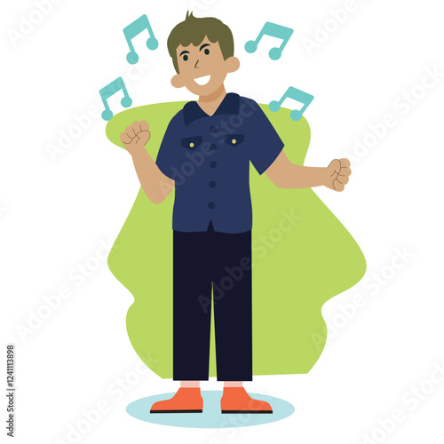 Vector of a men are happily swaying and enjoying the music