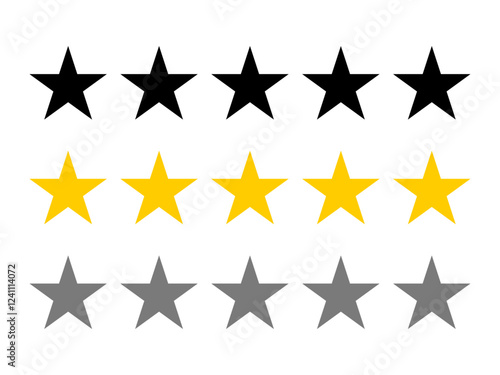 Five stars customer product rating review flat icon in vector for apps and websites