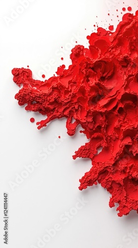 Handmade abstract red felt artwork with texture and depth, intricate pattern, handmade art photo