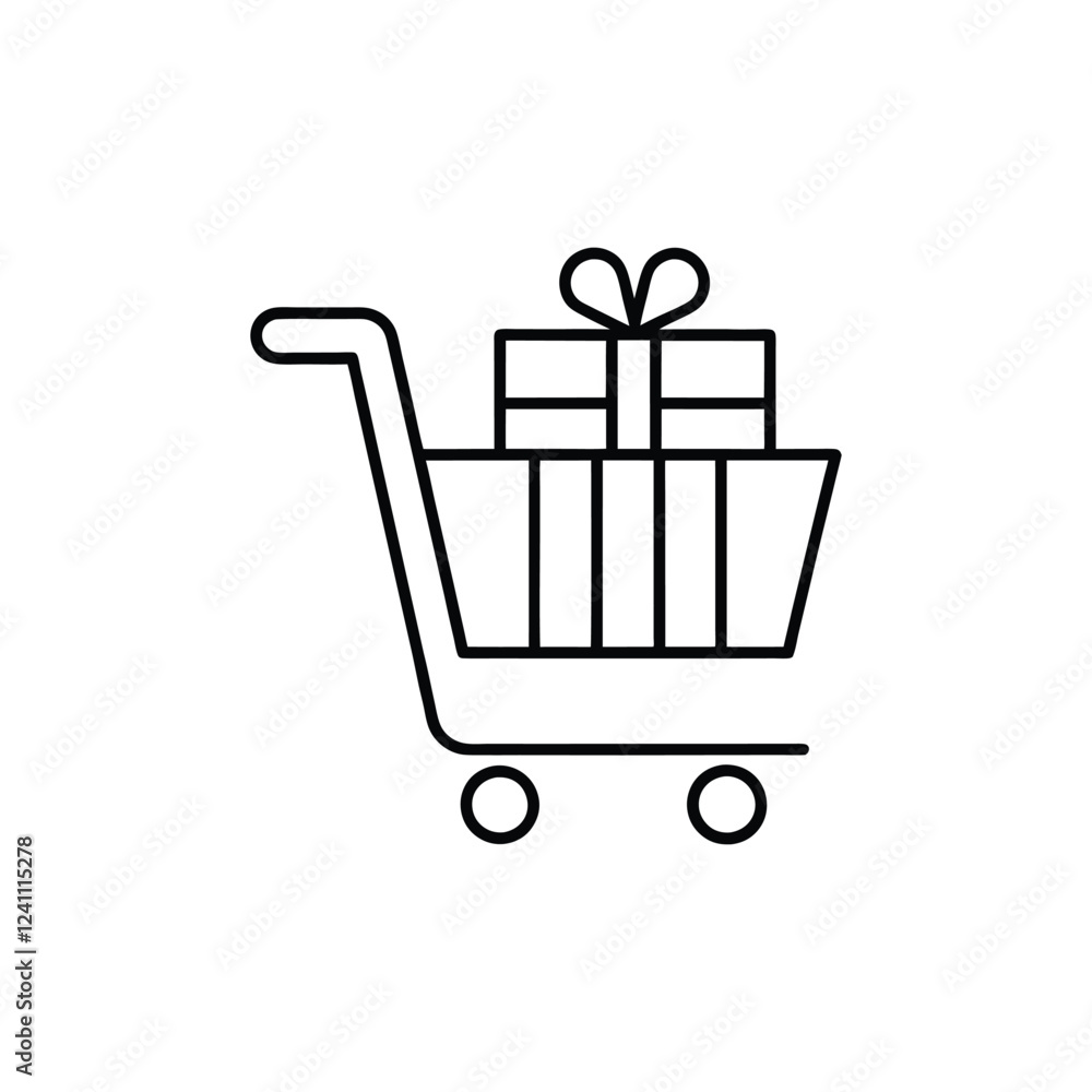 Shopping card line art vector with white background. Shopping card line art vector with white background.