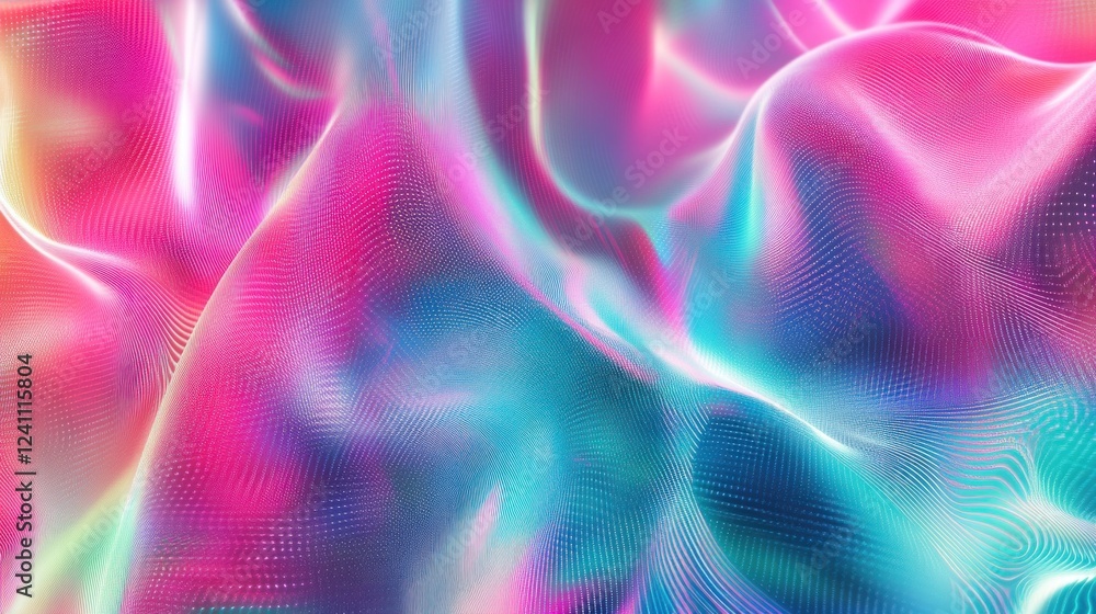 Naklejka premium A captivating holographic abstract with smooth flowing lines of neon pink and blue light