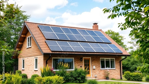 Wallpaper Mural Untitled design - 1House with Solar Panels on Roof for Sustainable and Clean Energy Solutions, Promoting Eco-Friendly Living at Home Torontodigital.ca