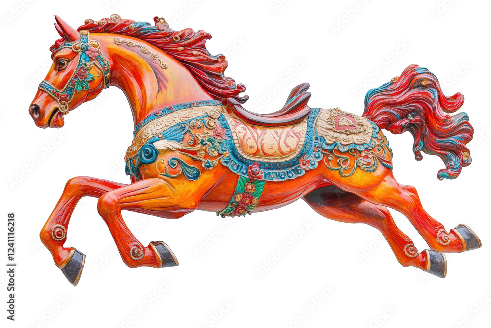Isolated Ornate Red and Gold Carousel Horse Figurine Isolated Ornate Red and Gold Carousel Horse Figurine