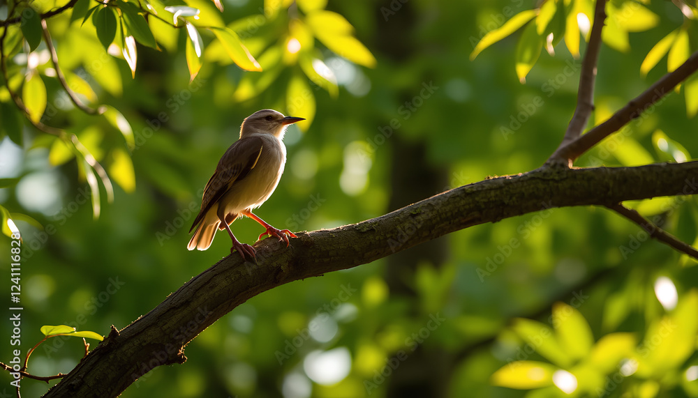 Obraz premium Bird on tree on sunnylight forrest 2