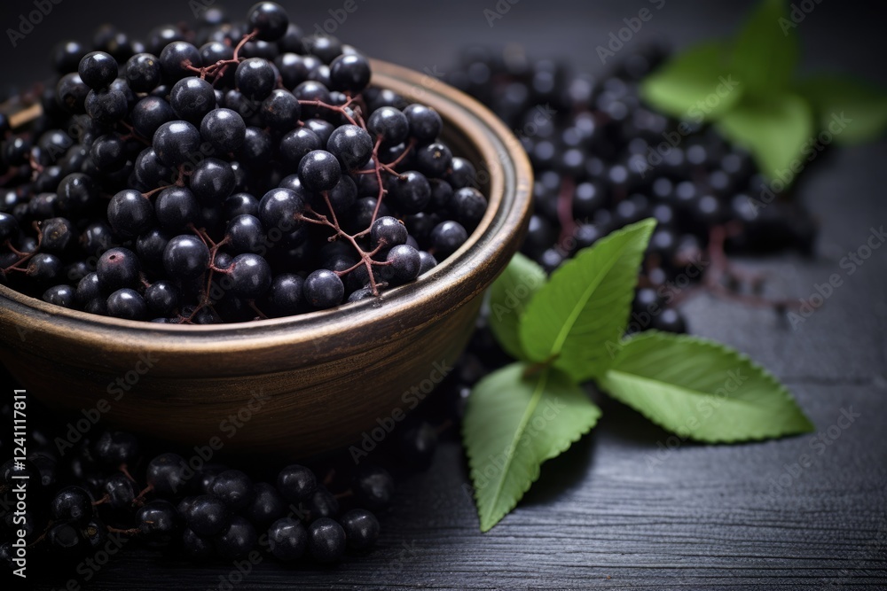 Maqui Superfood. Antioxidant-rich Chilean Maqui Berry Fruit, Native to Patagonia, on Metal Background with Fresh Berries - Top View Maqui Superfood. Antioxidant-rich Chilean Maqui Berry Fruit, Native to Patagonia, on Metal Background with Fresh Berries - Top View