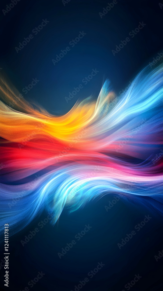 Obraz premium Abstract colorful waves flowing, dark background, energy concept, website banner