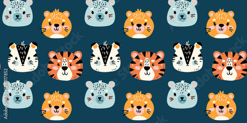 cartoon background with friendly animals