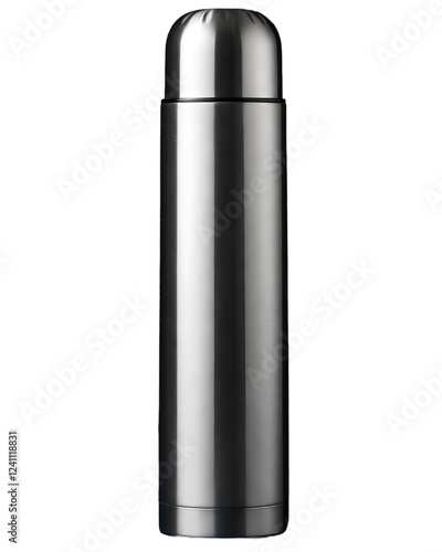 stainless steel thermos isolated on white background photo