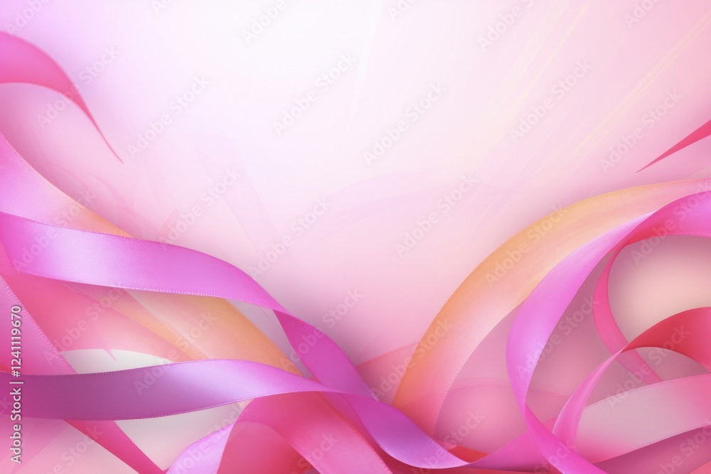 Fototapeta premium National Cancer Survivor Day Colorful Ribbons. Cancer and Autism Awareness on Pink Background. All on World Cancer Day and World Autism Awareness Day