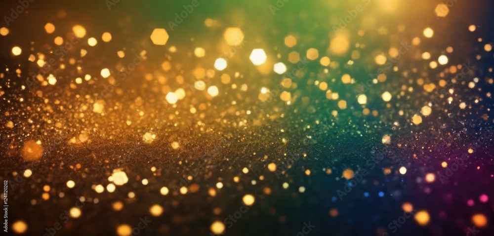 golden bokeh particles hover in waves. golden bokeh particles hover in waves.