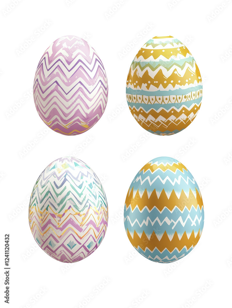 Isolated Four Unique Patterned Easter Eggs for Decoration Isolated Four Unique Patterned Easter Eggs for Decoration