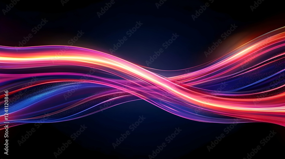 Naklejka premium Abstract glowing waves, dynamic energy, dark background, design element