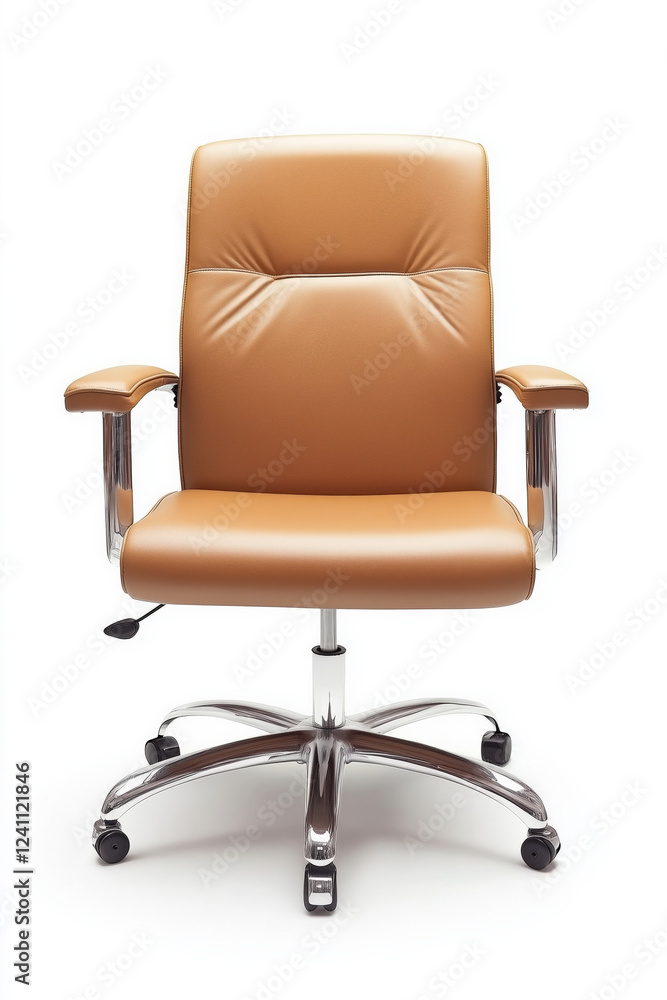 Brown leather office chair isolated on white background Brown leather office chair isolated on white background