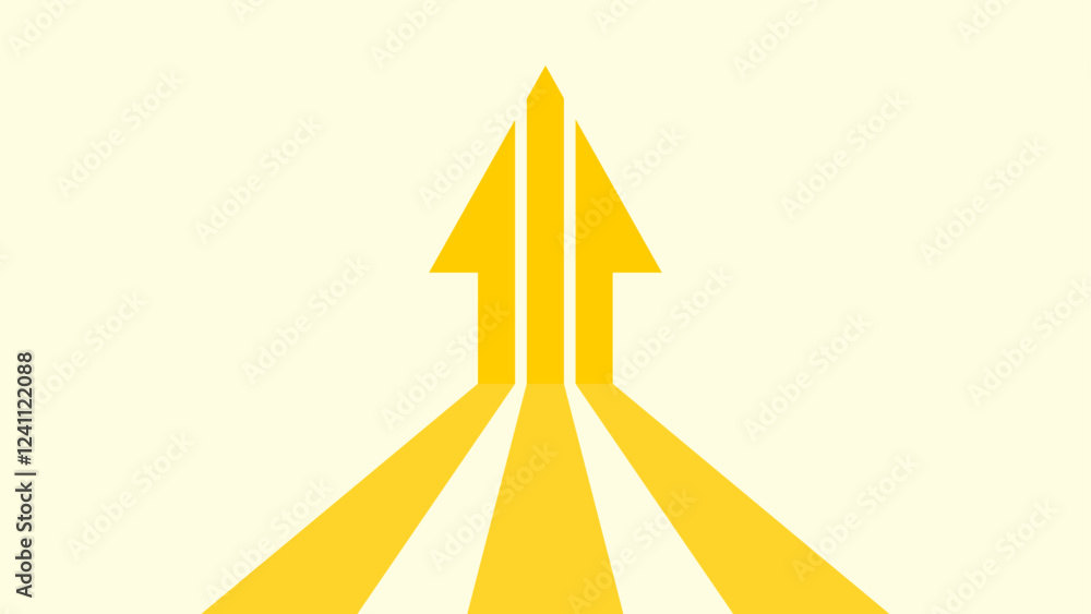 Αυτοκόλλητο Three lines move forward and join together to form an arrow pointing upwards