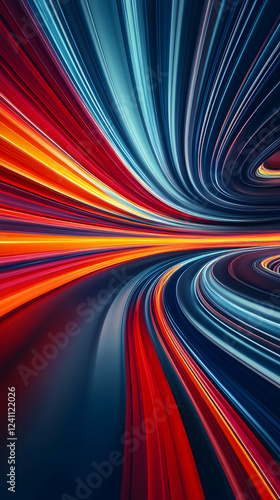 Abstract light trails, speed, motion, energy, futuristic tunnel, background, digital art, website design photo