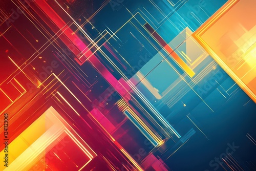 futuristic abstract background showcasing vibrant colors and geometric shapes  evoking a sense of innovation and forward-thinking design