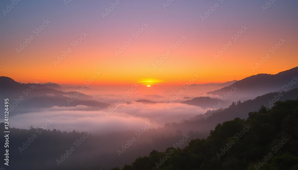 Sunrise Over a Misty Mountain Valley Sunrise Over a Misty Mountain Valley