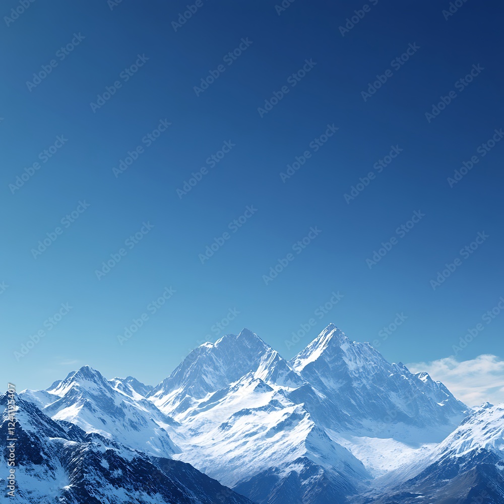 Obraz premium Brilliant Blue Sky Framing Snowy Mountain Peaks