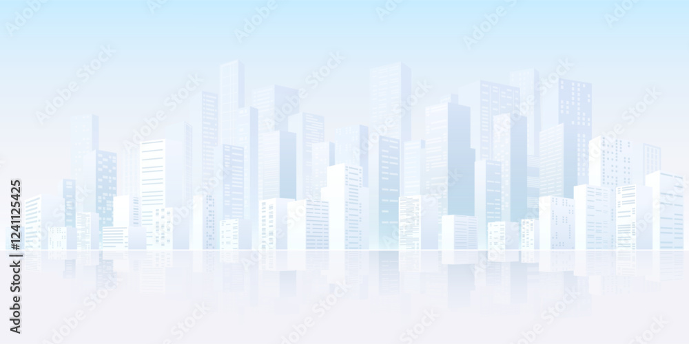 Panorama city buildings of business district. Urban Abstract horizontal banner, background cityscape. header images for web. Vector illustration simple geometric Panorama city buildings of business district. Urban Abstract horizontal banner, background cityscape. header images for web. Vector illustration simple geometric