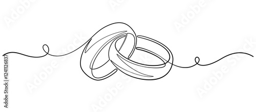 Wedding ring line art style vector illustration	