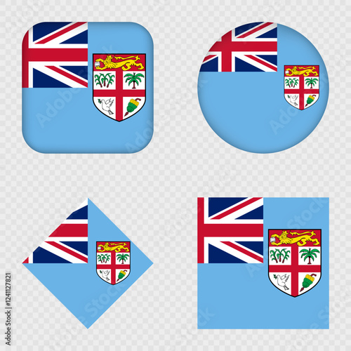 Fiji Flag Icons Pack. Vector illustration.