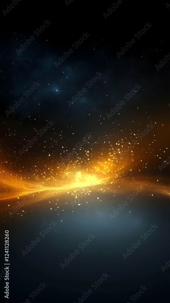 Fototapeta premium Cosmic sunrise over nebula landscape; stellar dust; background suitable for science fiction