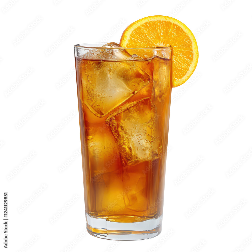 Isolated Glass of Iced Tea with Orange Garnish Isolated Glass of Iced Tea with Orange Garnish