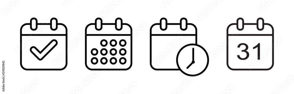 Calendar Icon collection. Set of calendar symbols. Meeting Deadlines icon. Time management .Appointment schedule flat icon icon Calendar Icon collection. Set of calendar symbols. Meeting Deadlines icon. Time management .Appointment schedule flat icon icon