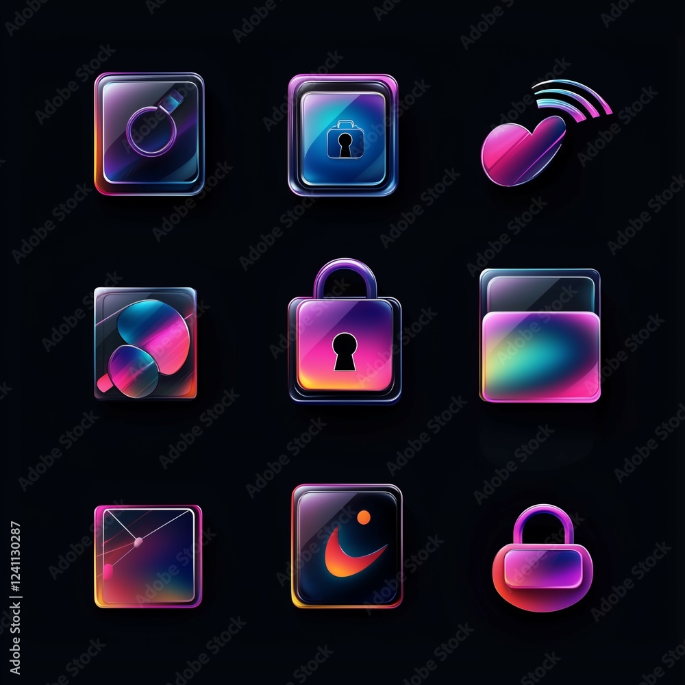 データやセキュリティのアイコン素材