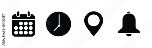 Address. time, and date icon vector. Event elements