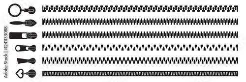 set of zipper set. vector illustration