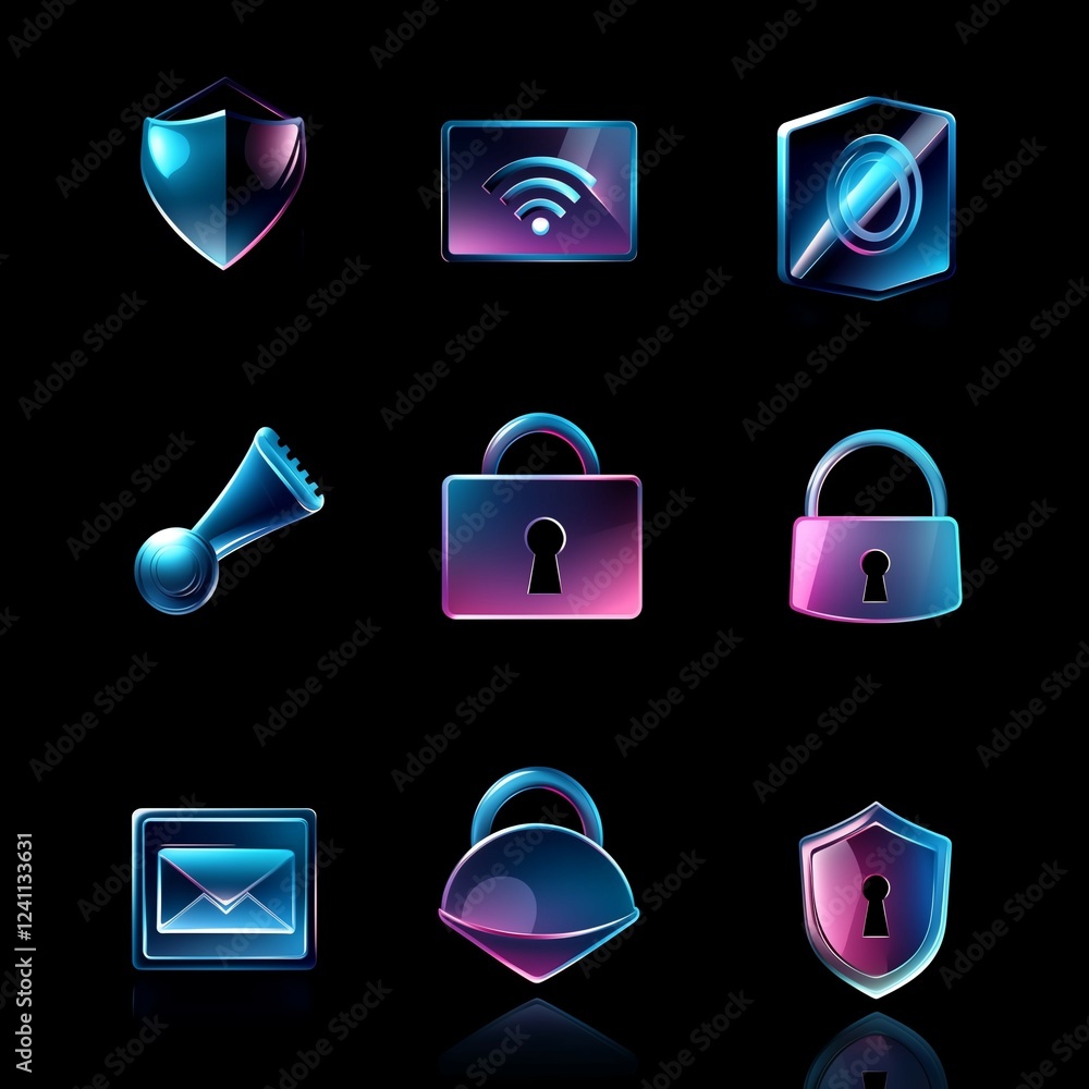 データやセキュリティのアイコン素材